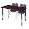 Regency Regency Kee 48 x 24 in. Mobile Adjustable Classroom Table- Mahogany & 2 Andy 18 in. Stack Chairs- Blue MT4824MHAPCBK40NV - alternate 1